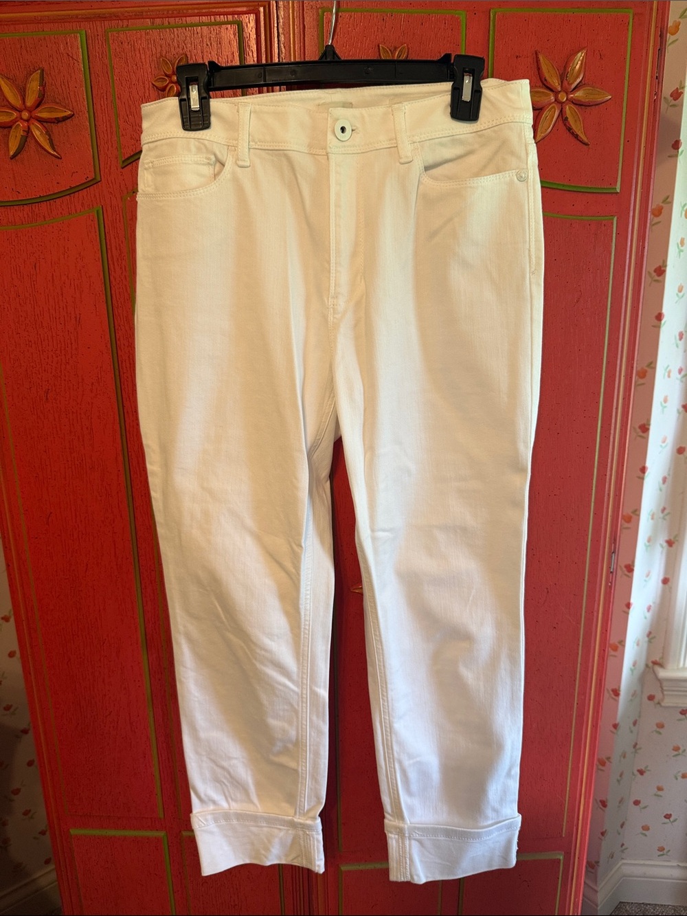 J.Jill Denim White Cuffed Straight-Leg Jeans